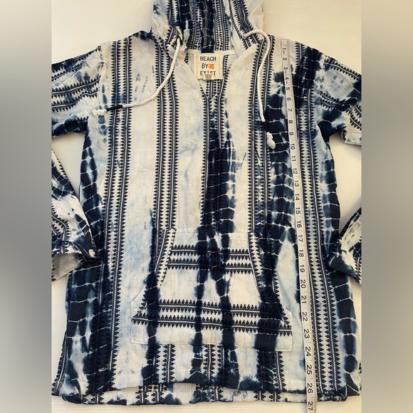 Beach by Exist Hooded Pullover Long sleeve Blue Tie Dye Size M - Picture 5 of 8